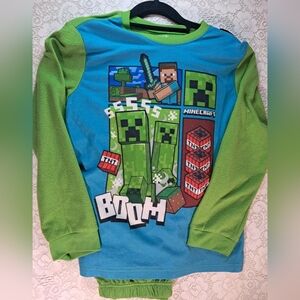 Like NEW 2 PIECE PJ SET Kids Large Long Sleeve Shirt - Blue and Green